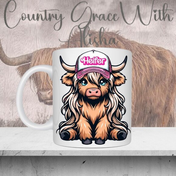 Highland Cow Western Ceramic Coffee Mug Tea Cup - Picture 1 of 2